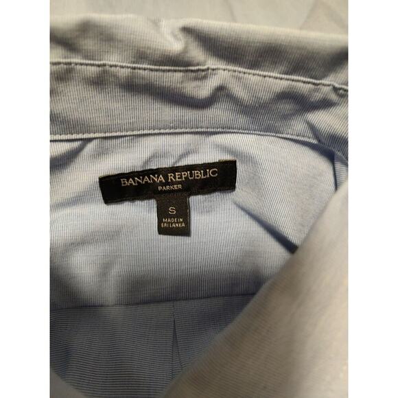 Banana Republic Parker Blue White Micro Check Long Sleeve Tunic Shirt Small - Picture 11 of 13